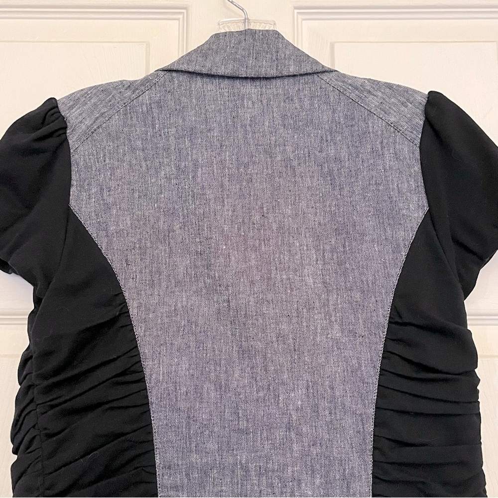 🌸3/$25 Candies Linen Blend Black & Gray Blazer Jacket with Ruching Detail Size M - Picture 10 of 16